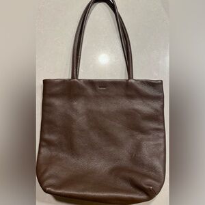 BAGGU Medium Leather Tote in Brown